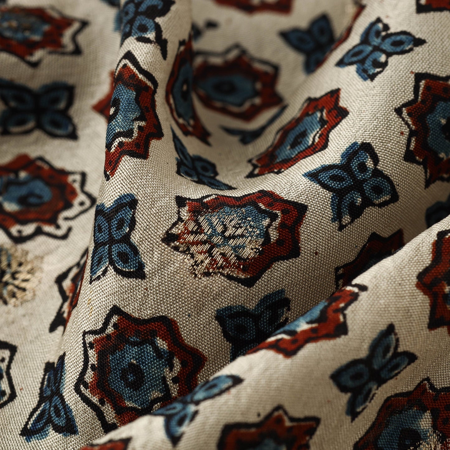 Natural dyed dola silk jacquard buti fabric 11 - handcrafted