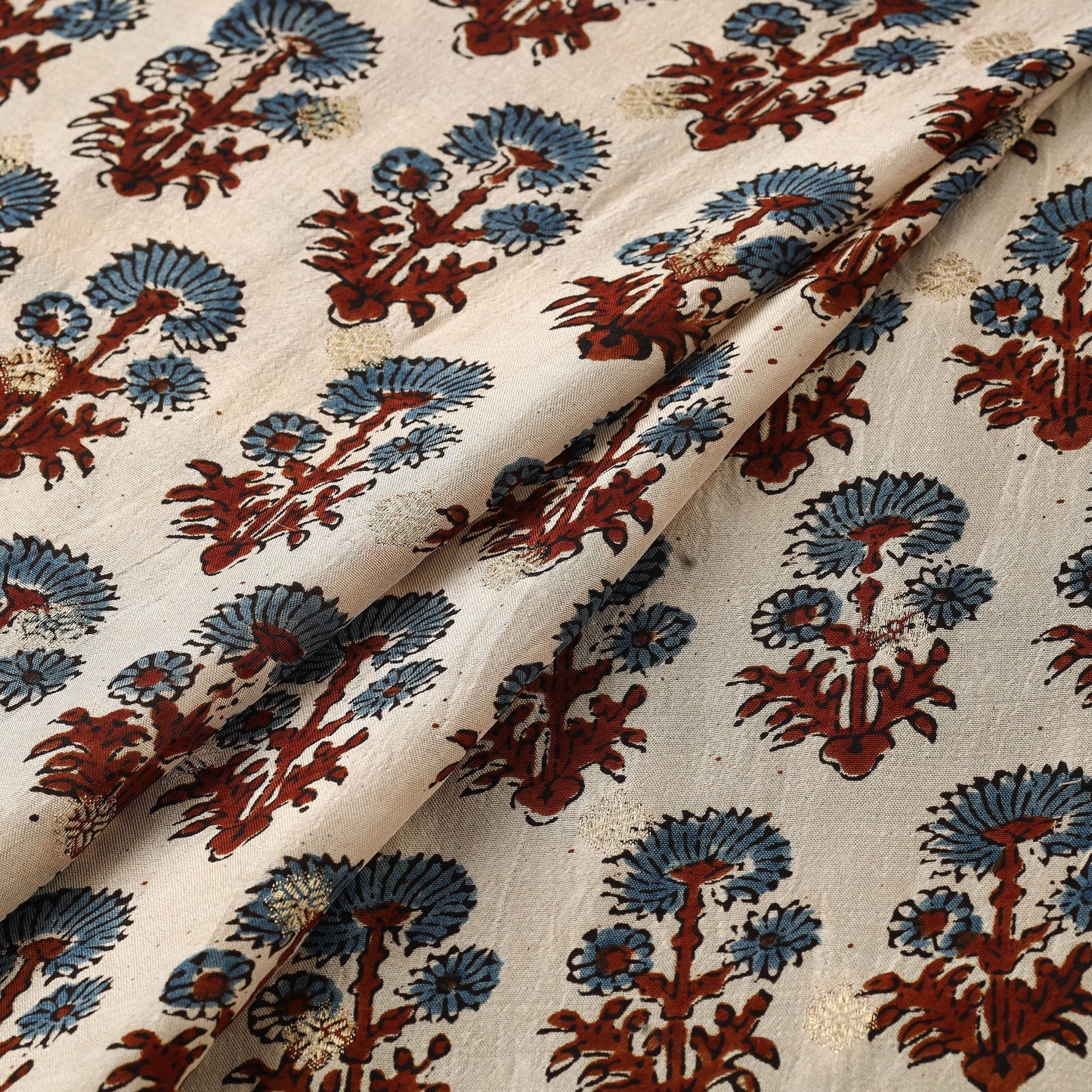 Natural dyed dola silk jacquard buti fabric 15 - handcrafted