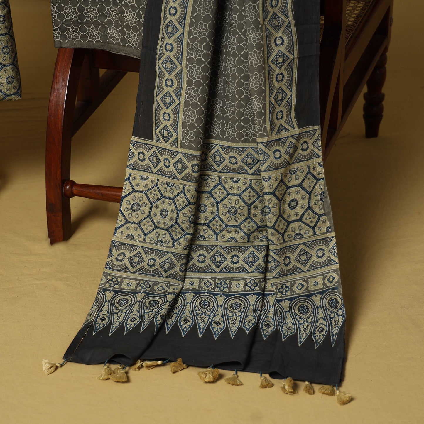 Beige - natural dyed hand 3pc unstitched dress material 20