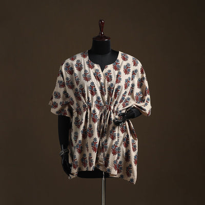 Natural dyed hand block ajrakh print cotton kaftan (short)