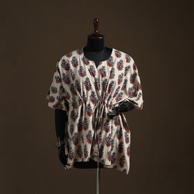 Natural dyed hand block ajrakh print cotton kaftan (short)