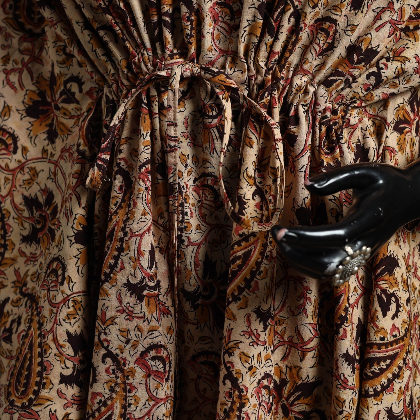 Natural dyed hand block kalamkari print cotton kaftan