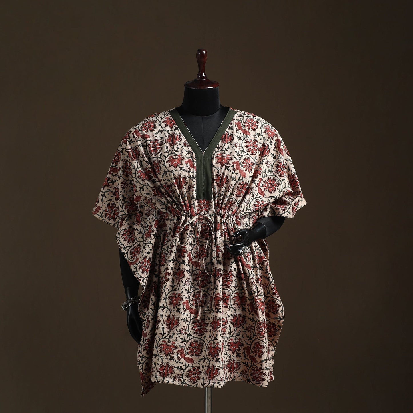 Natural dyed hand block kalamkari print cotton kaftan