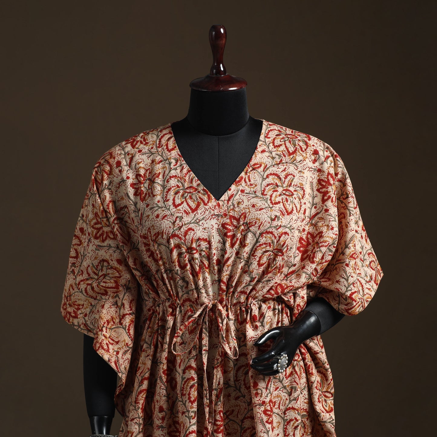 Natural dyed hand block kalamkari print cotton kaftan