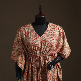 Natural dyed hand block kalamkari print cotton kaftan