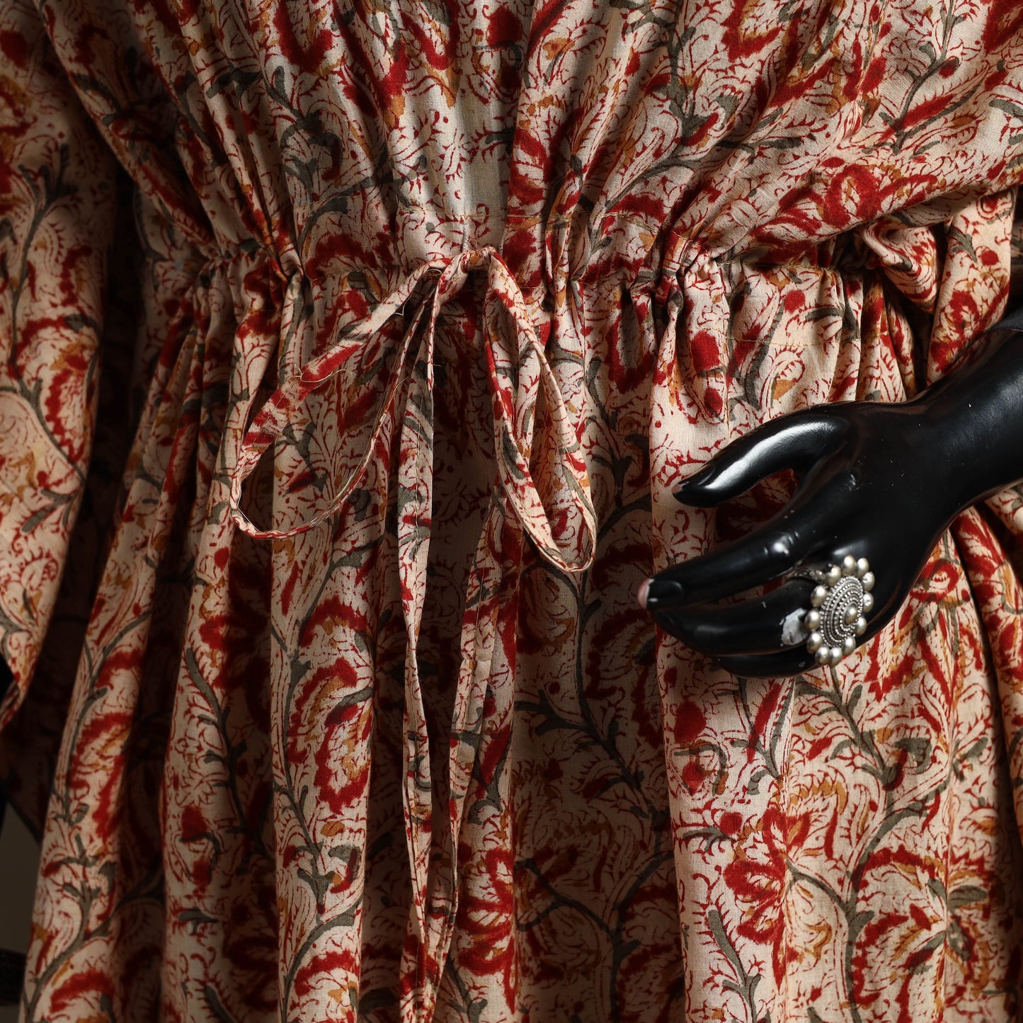 Natural dyed hand block kalamkari print cotton kaftan