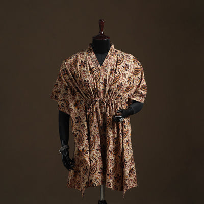 Natural dyed hand block kalamkari print cotton kaftan