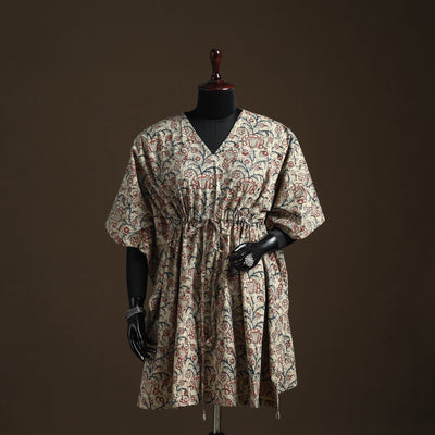 Natural dyed hand block kalamkari print cotton kaftan