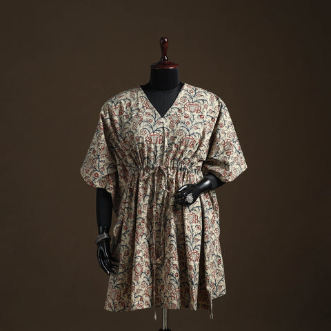 Natural dyed hand block kalamkari print cotton kaftan