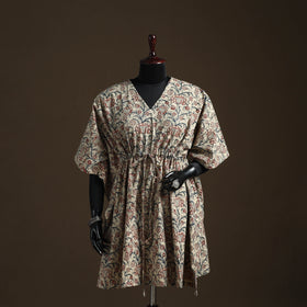 Natural dyed hand block kalamkari print cotton kaftan