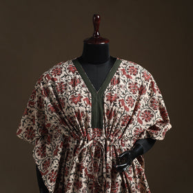 Natural dyed hand block kalamkari print cotton kaftan