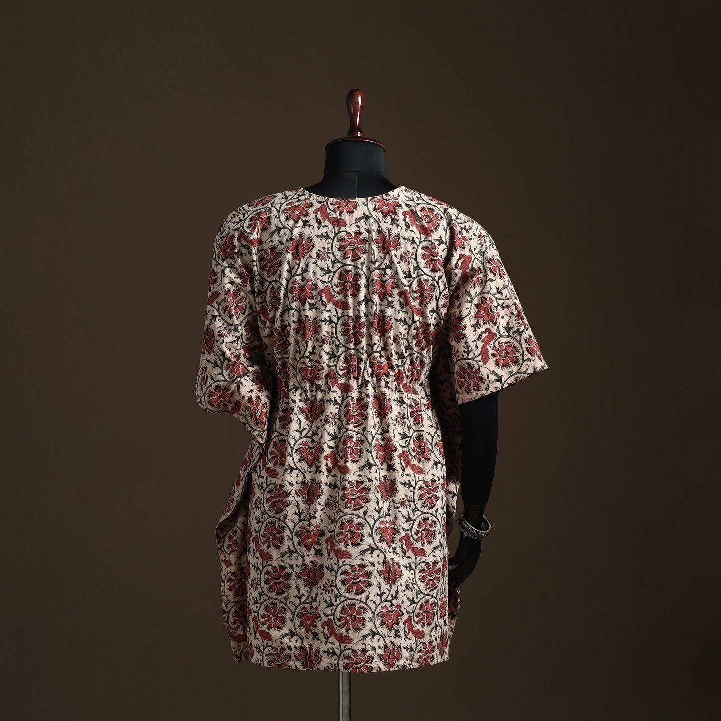 Natural dyed hand block kalamkari print cotton kaftan