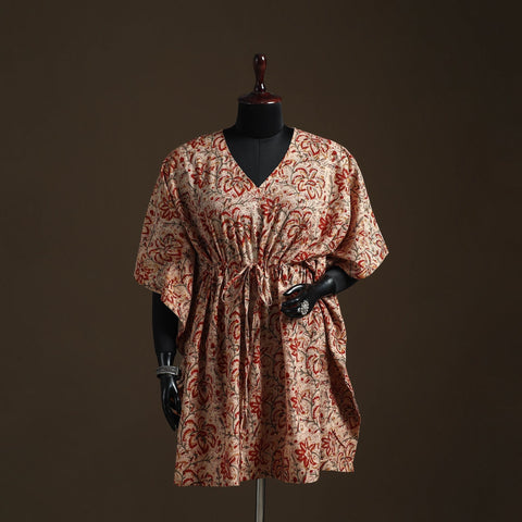 Natural dyed hand block kalamkari print cotton kaftan