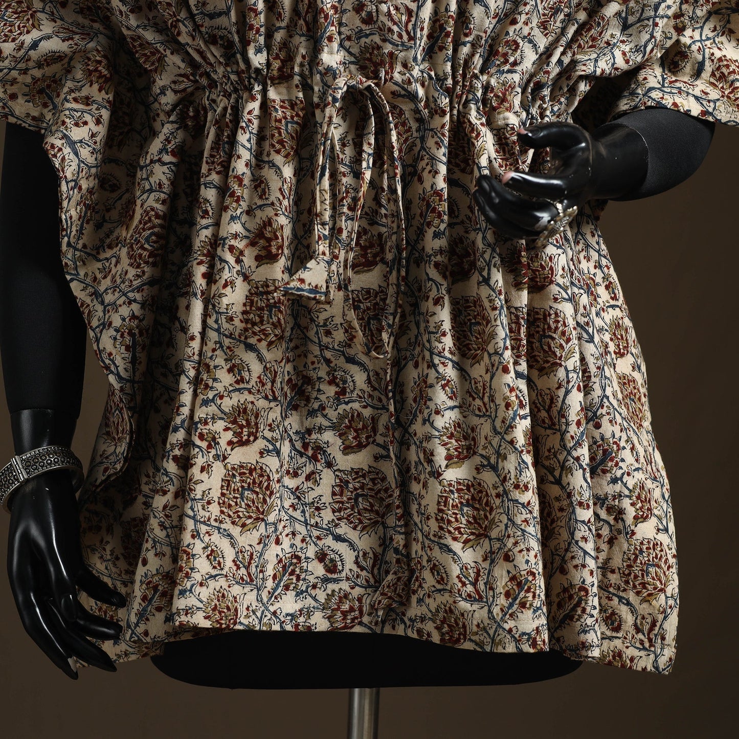 Natural dyed hand block kalamkari print cotton kaftan