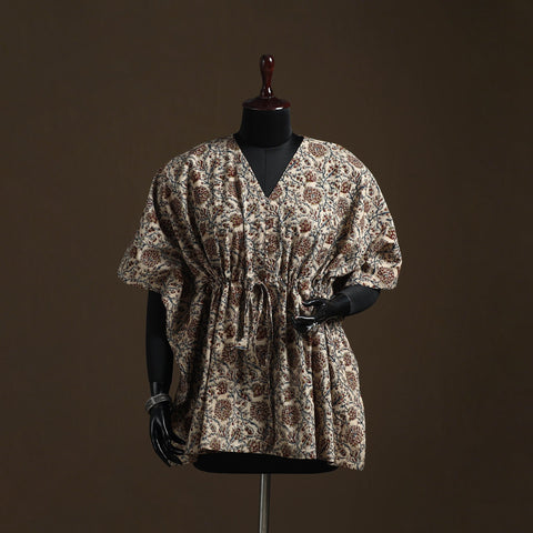 Natural dyed hand block kalamkari print cotton kaftan