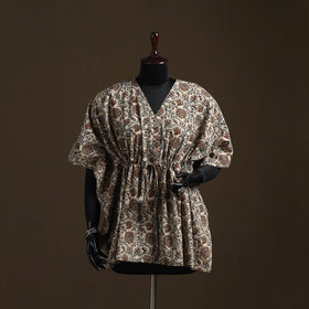 Natural dyed hand block kalamkari print cotton kaftan