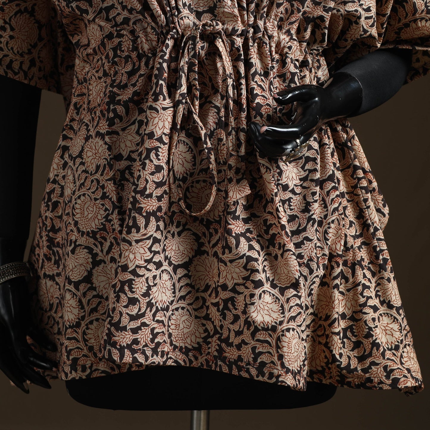 Natural dyed hand block kalamkari print cotton kaftan