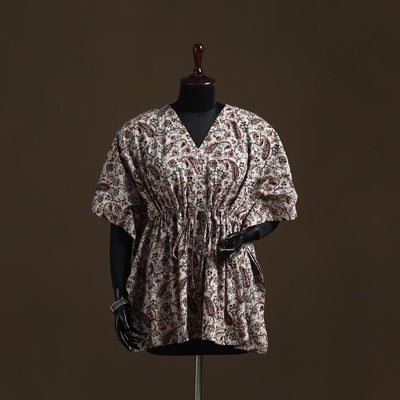 Natural dyed hand block kalamkari print cotton kaftan