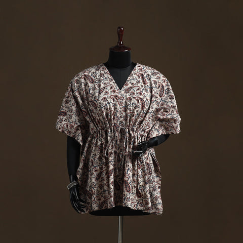 Natural dyed hand block kalamkari print cotton kaftan