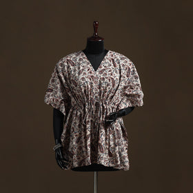 Natural dyed hand block kalamkari print cotton kaftan