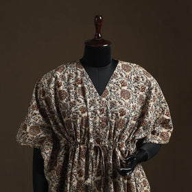 Natural dyed hand block kalamkari print cotton kaftan