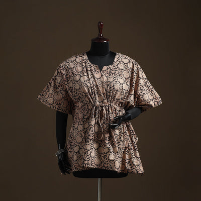 Natural dyed hand block kalamkari print cotton kaftan