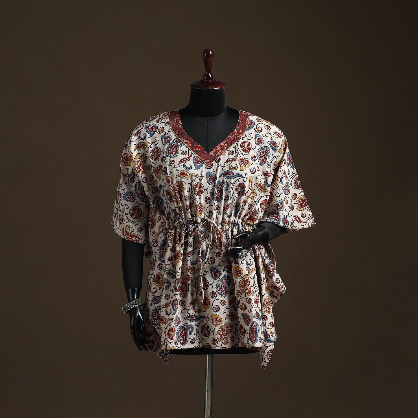 Natural dyed hand block kalamkari print gota work cotton