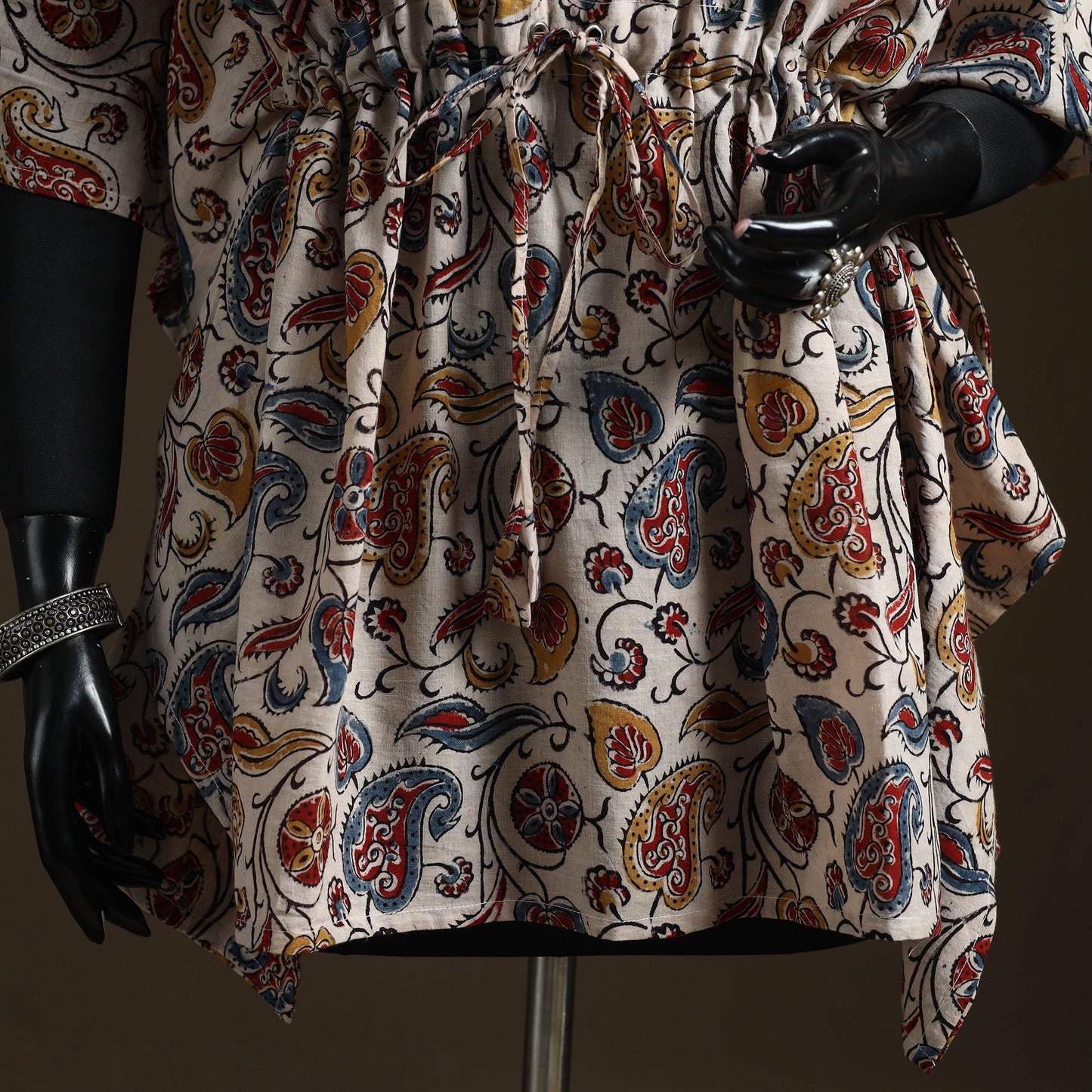 Natural dyed hand block kalamkari print gota work cotton