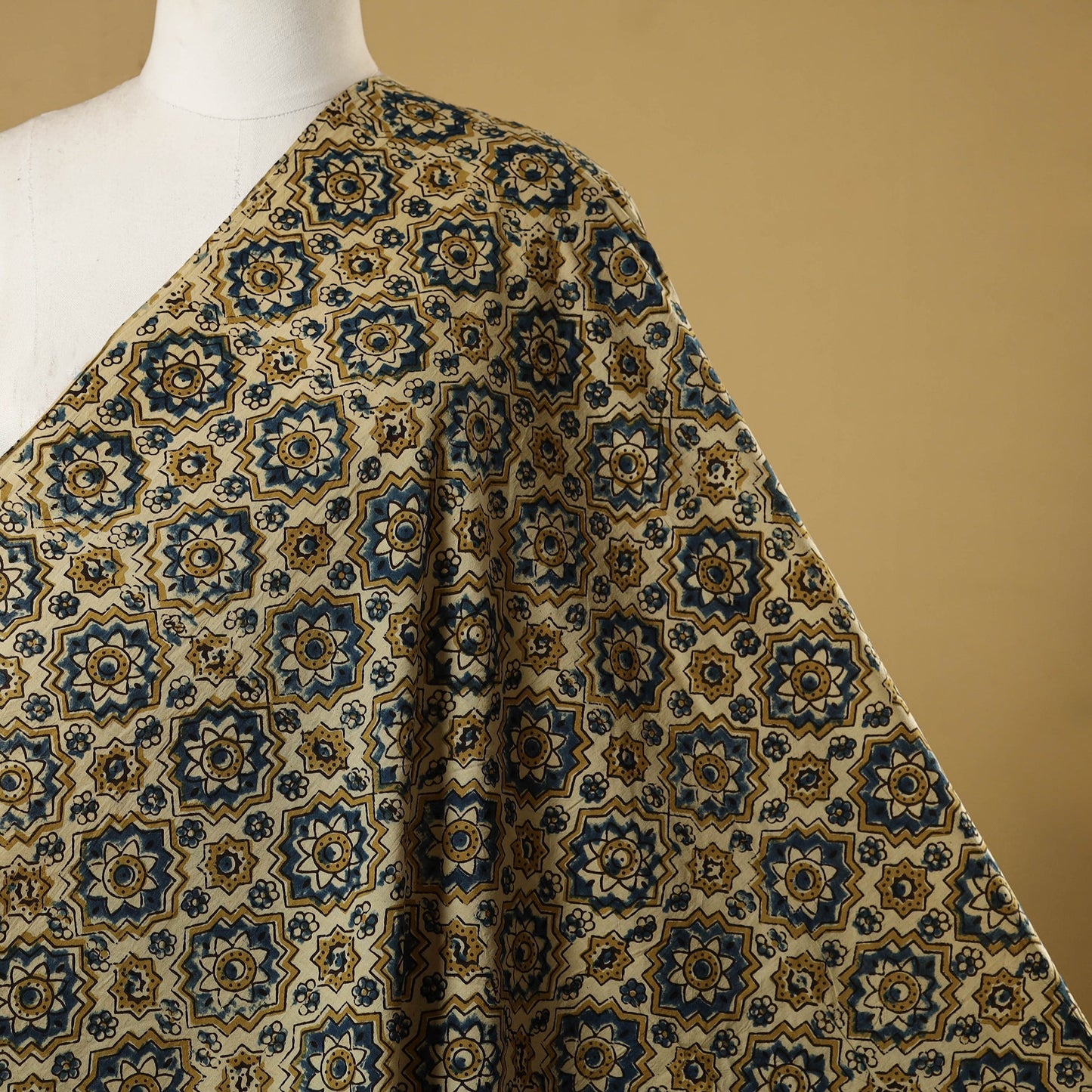 Beige - natural dyed hand cotton fabric 04 - handcrafted