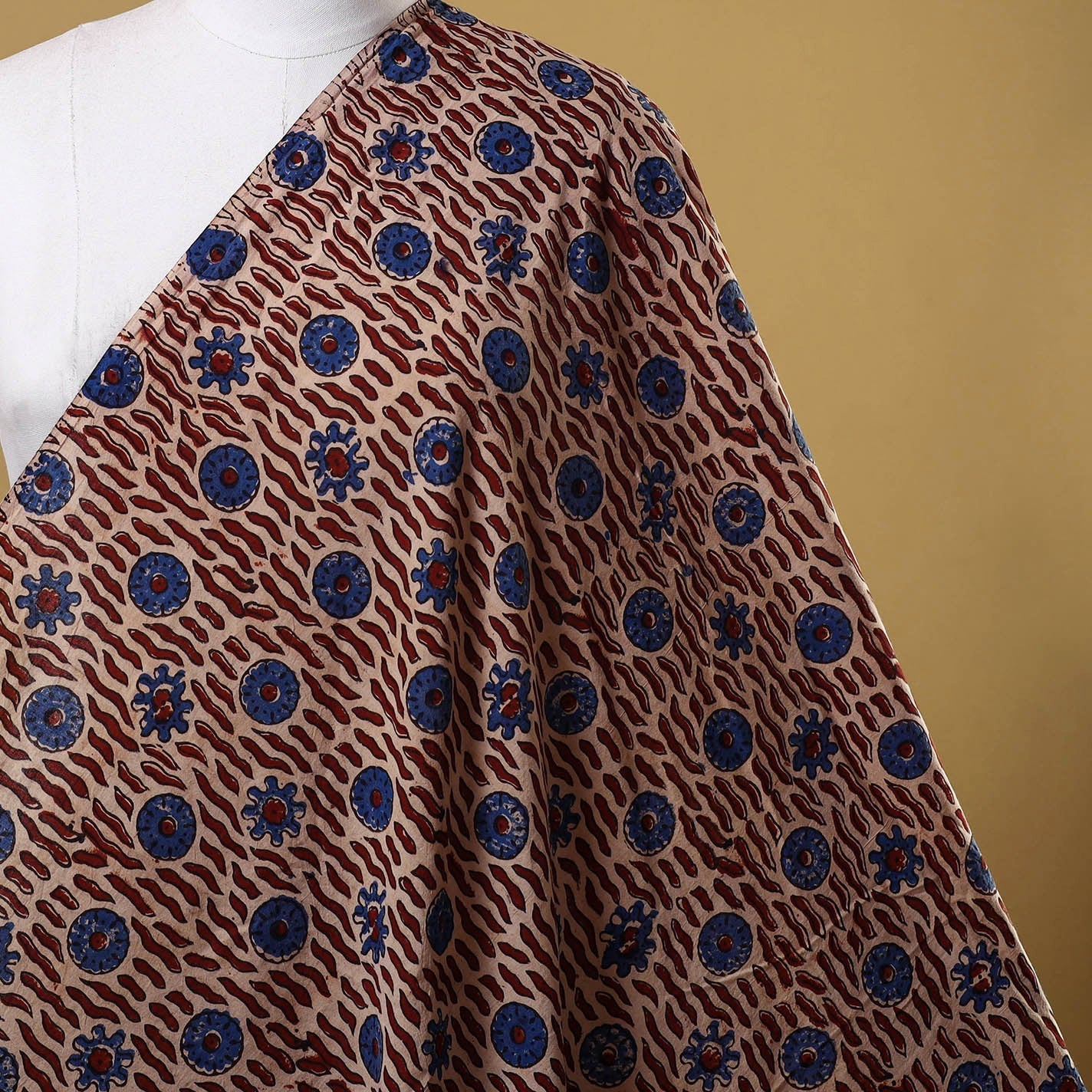 Beige - natural dyed hand cotton fabric 15 - handcrafted