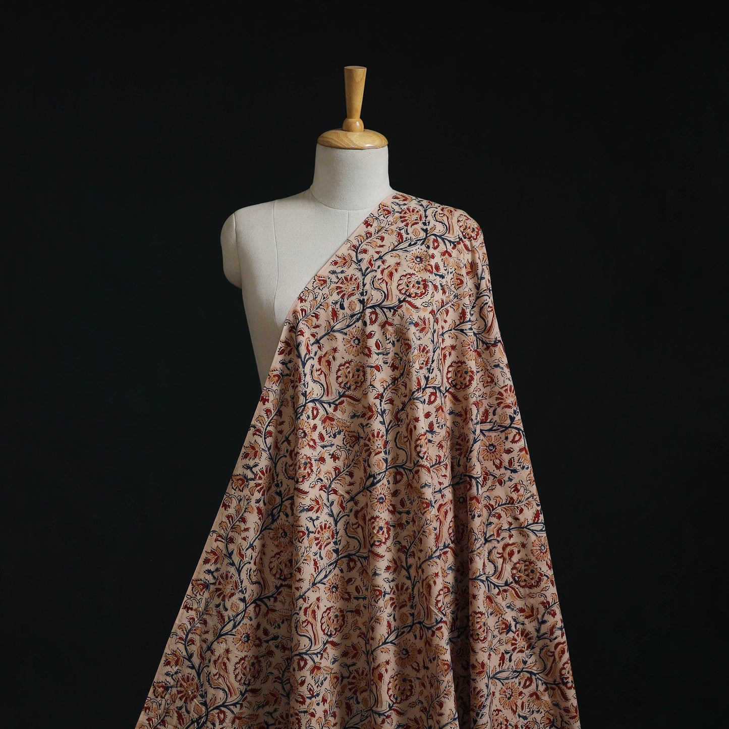 Natural dyed hand block print cotton kalamkari fabric 03