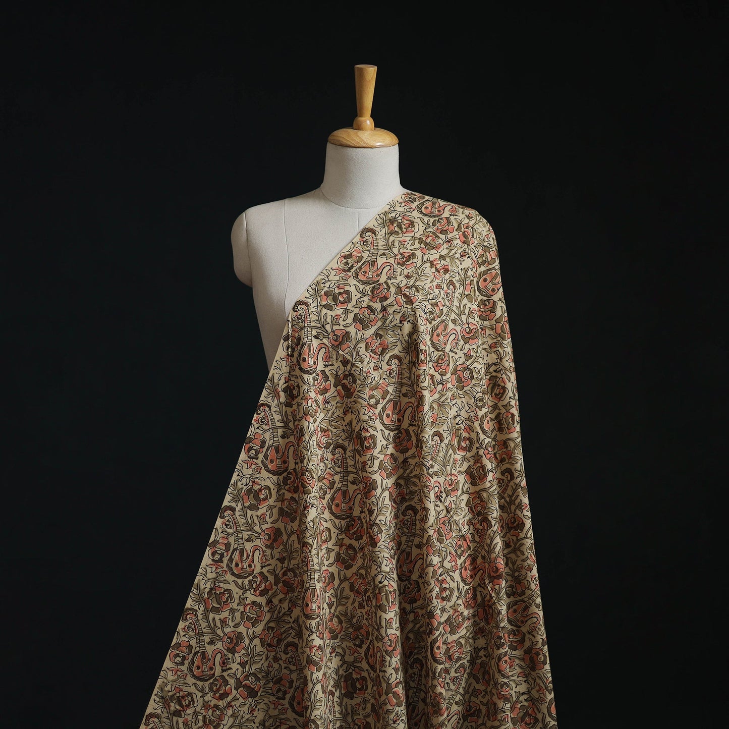 Natural dyed hand block print cotton kalamkari fabric 05
