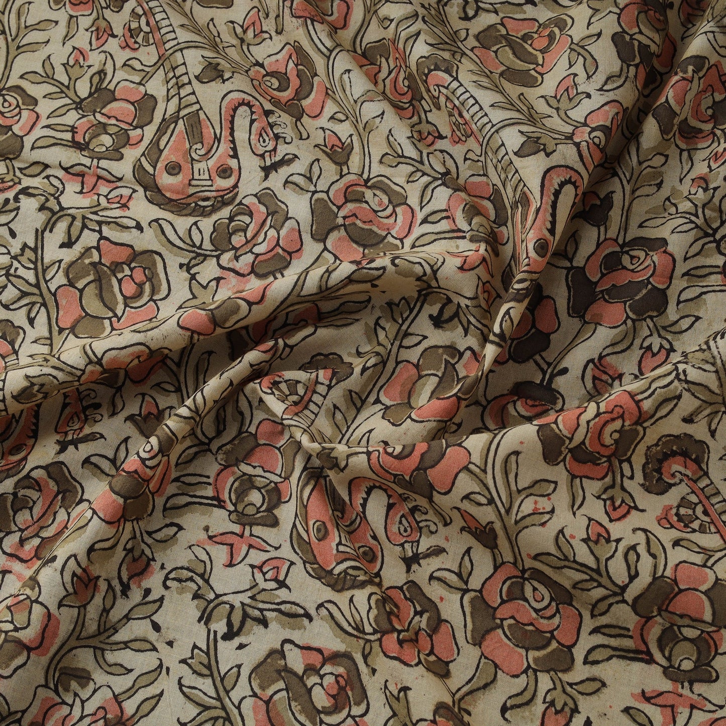 Natural dyed hand block print cotton kalamkari fabric 05