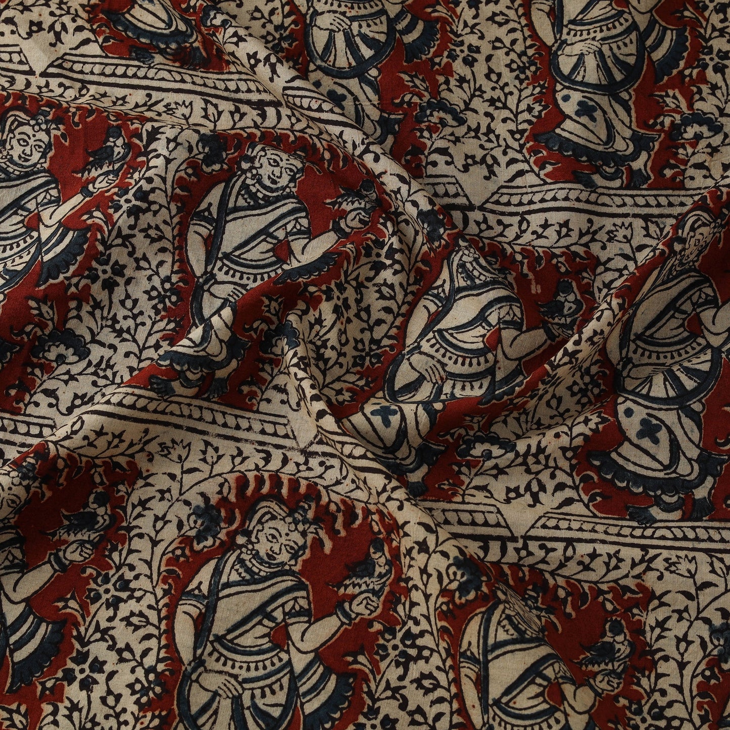 Natural dyed hand block print cotton pedana kalamkari