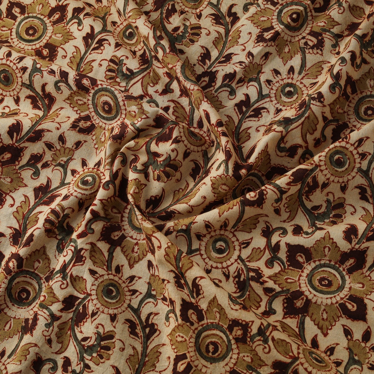 Beige - natural dyed hand block print cotton pedana