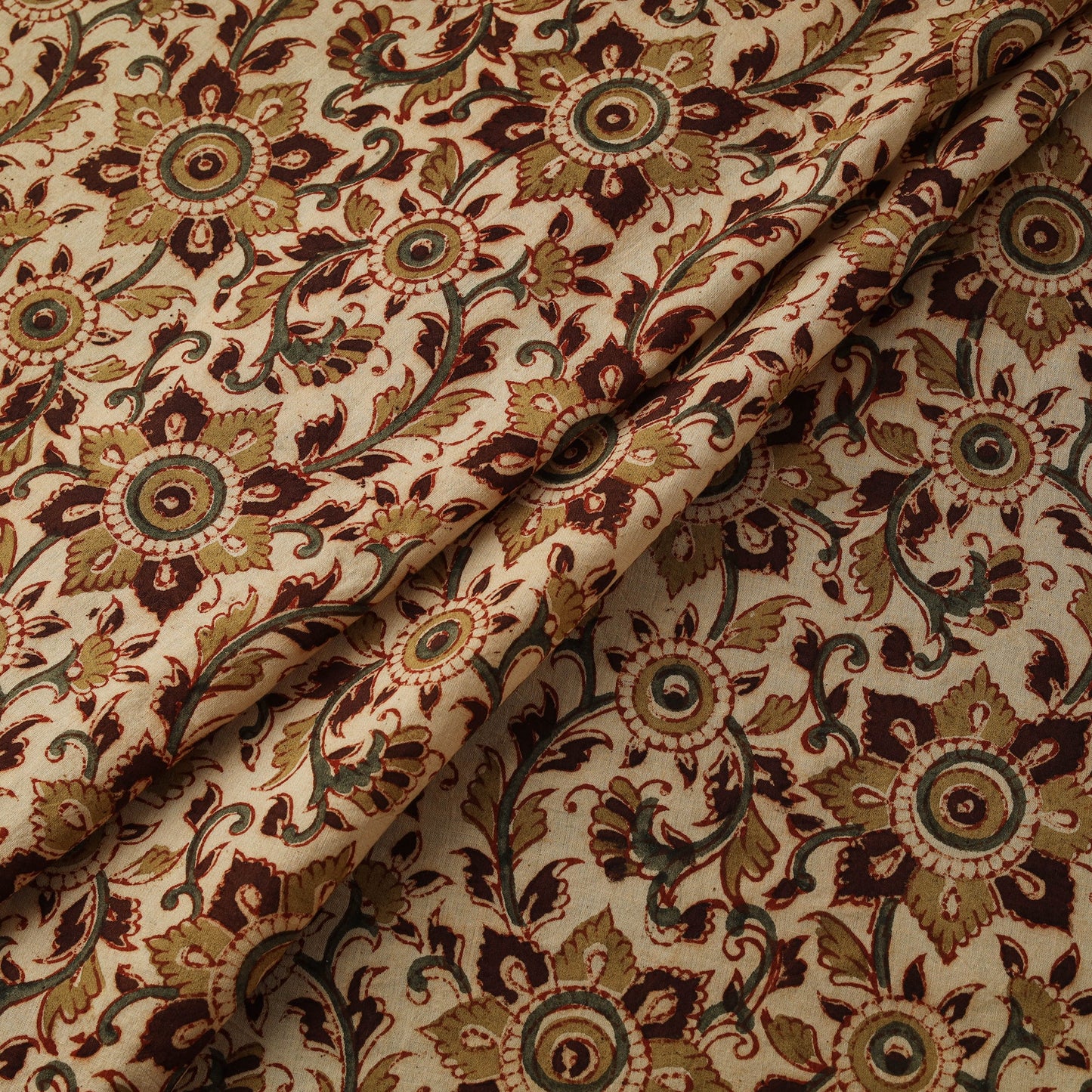 Beige - natural dyed hand block print cotton pedana