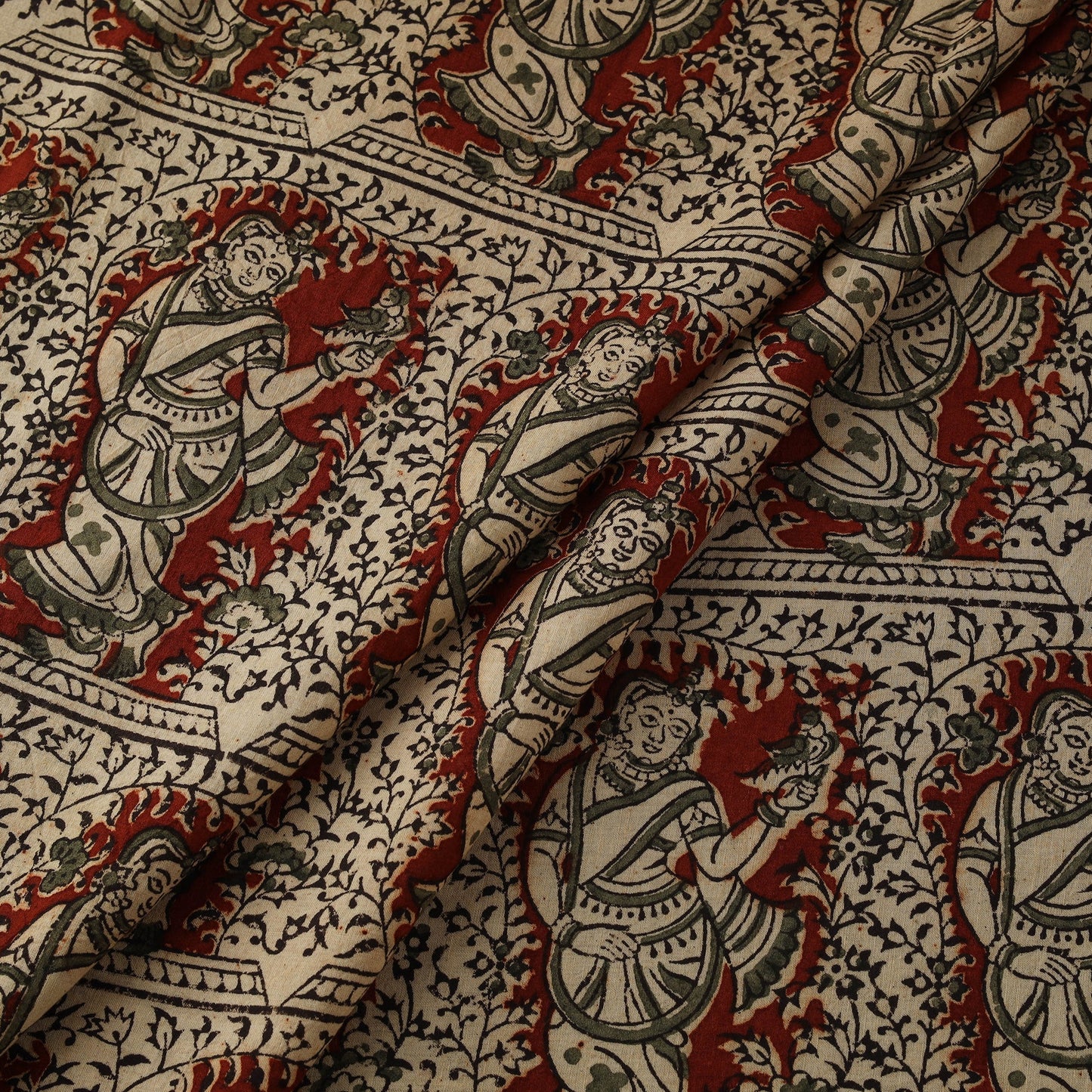 Natural dyed hand block print cotton pedana kalamkari
