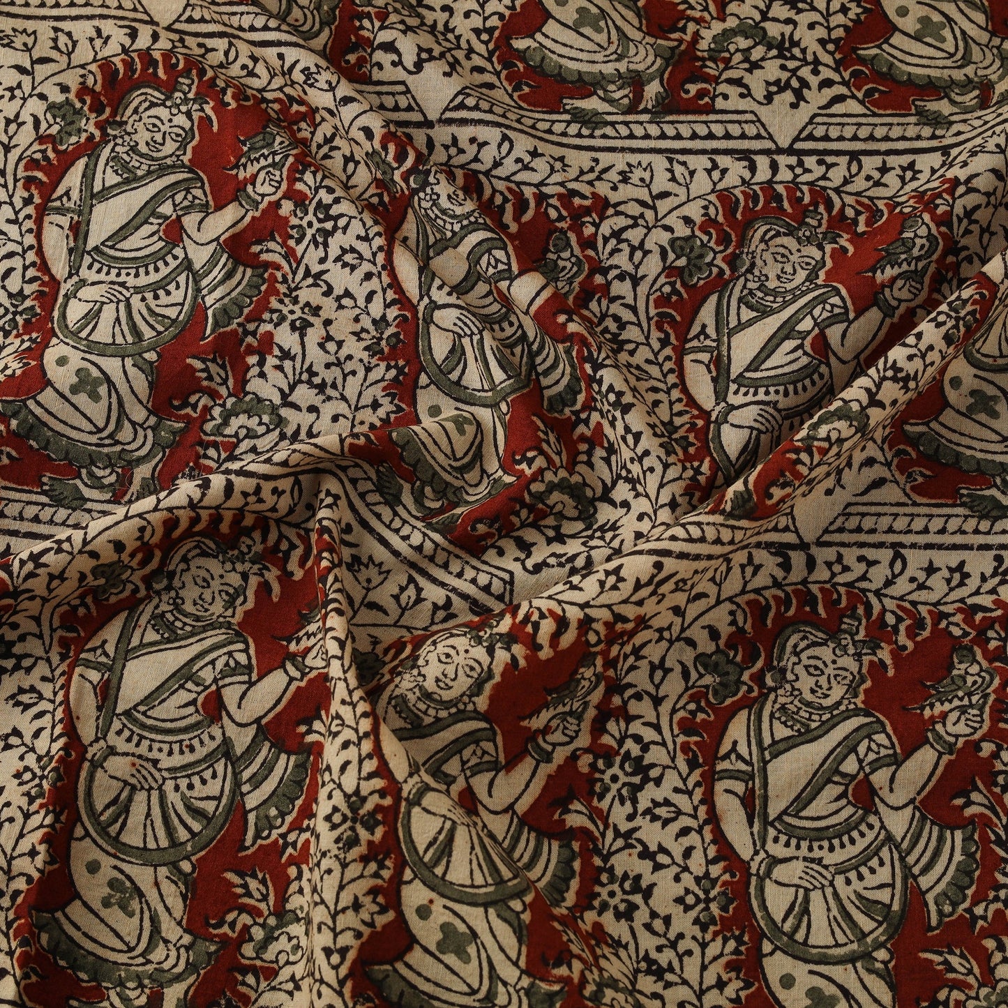 Natural dyed hand block print cotton pedana kalamkari
