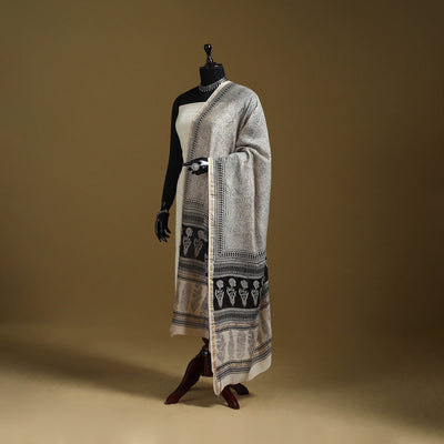 Beige - natural dyed hand chanderi silk bagh dupatta 06