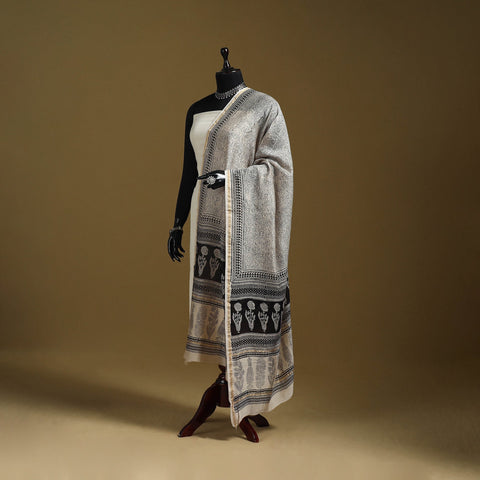 Beige - natural dyed hand chanderi silk bagh dupatta 06