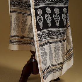 Beige - natural dyed hand chanderi silk bagh dupatta 06