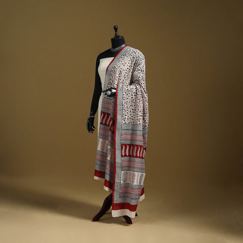 Beige - natural dyed hand cotton bagh dupatta 16