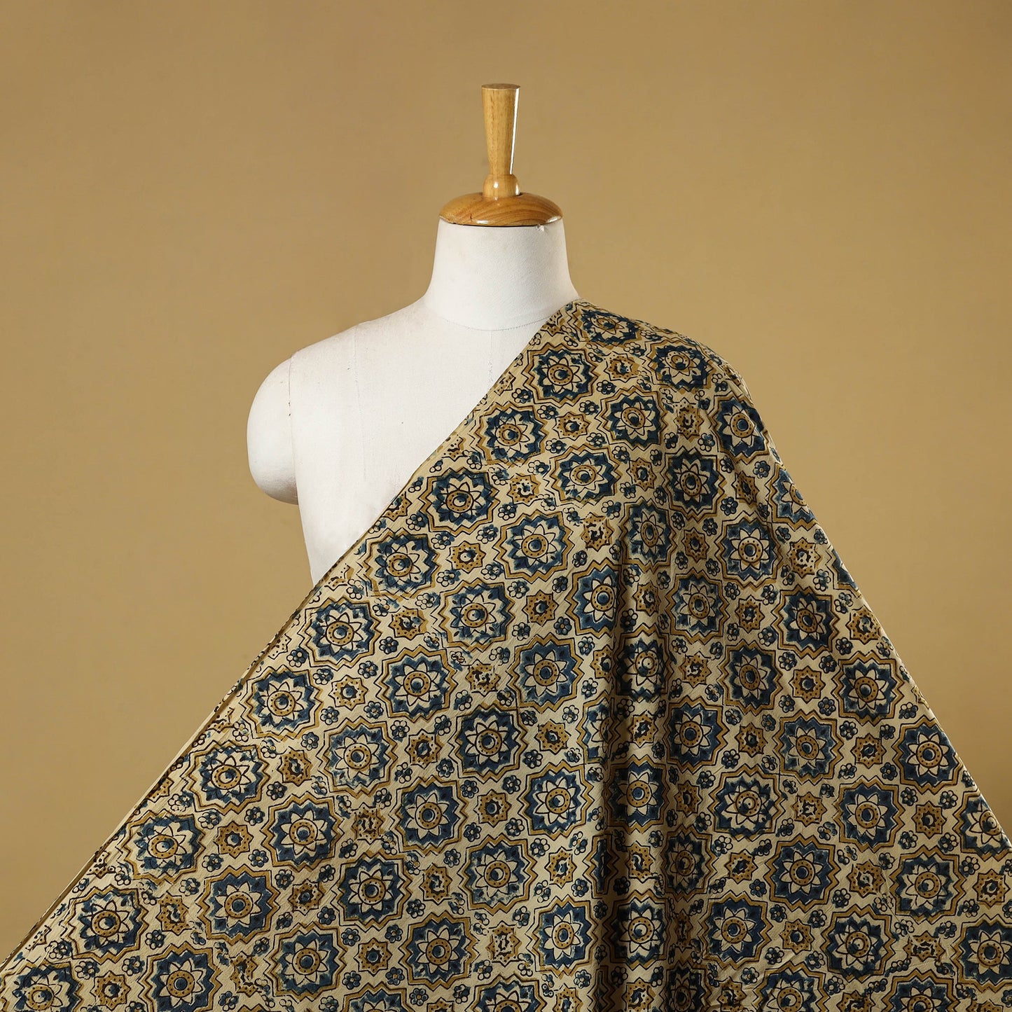 Beige - natural dyed hand cotton fabric 04 - handcrafted