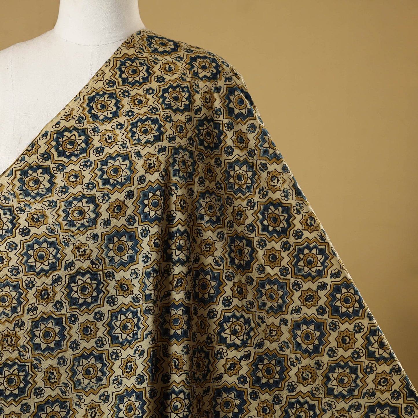 Beige - natural dyed hand cotton fabric 04 - handcrafted