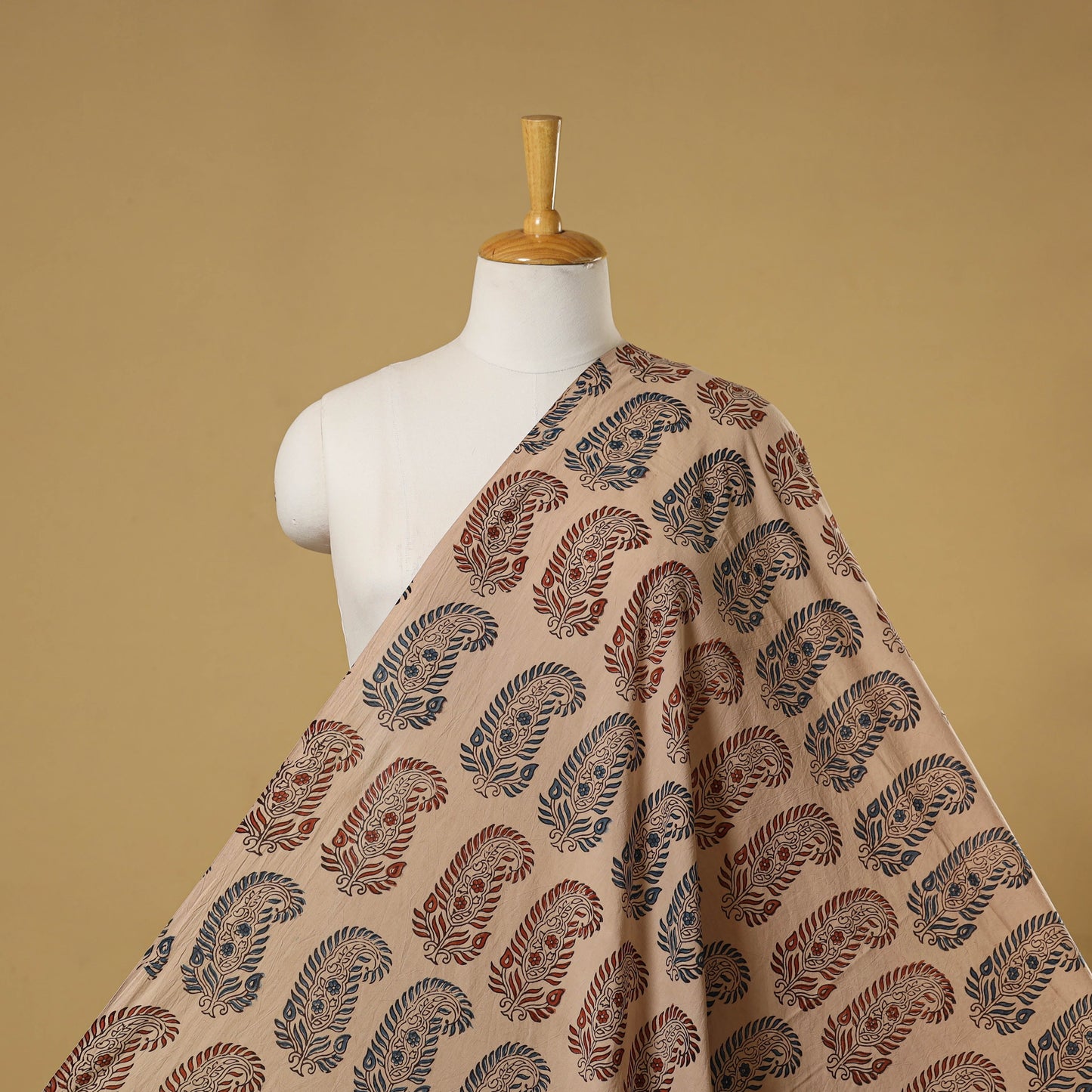 Beige - natural dyed hand cotton fabric 05 - handcrafted