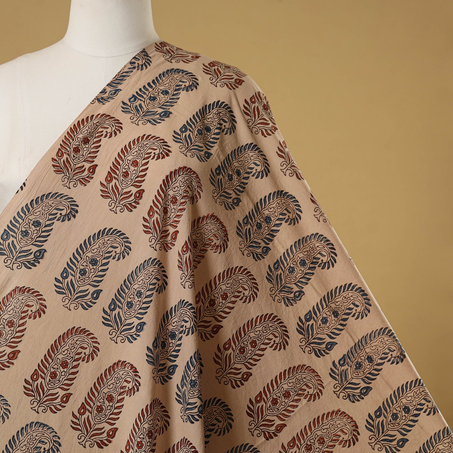 Beige - natural dyed hand cotton fabric 05 - handcrafted