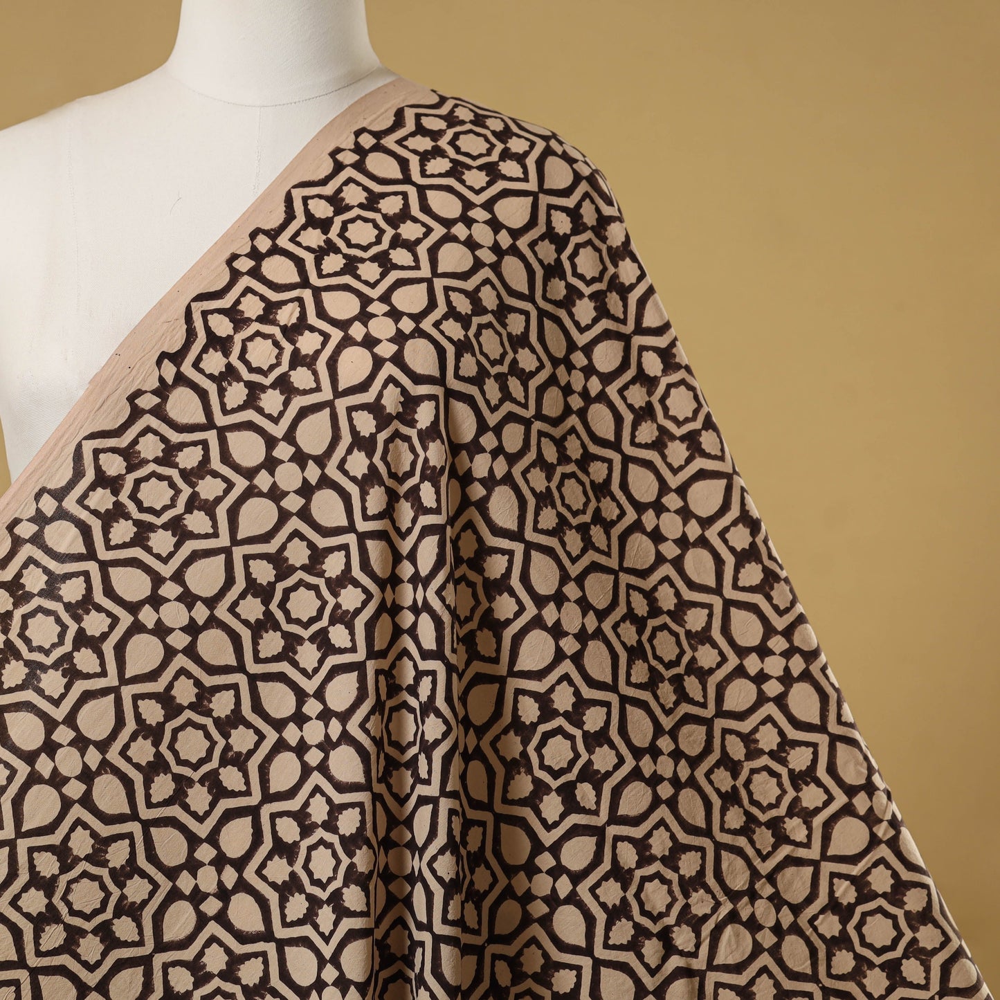 Beige - natural dyed hand cotton fabric 06 - handcrafted