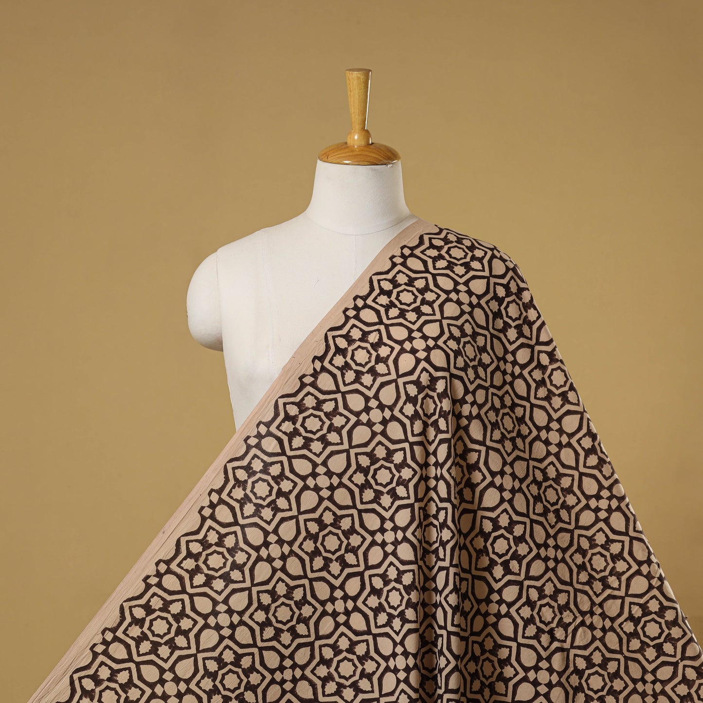 Beige - natural dyed hand cotton fabric 06 - handcrafted