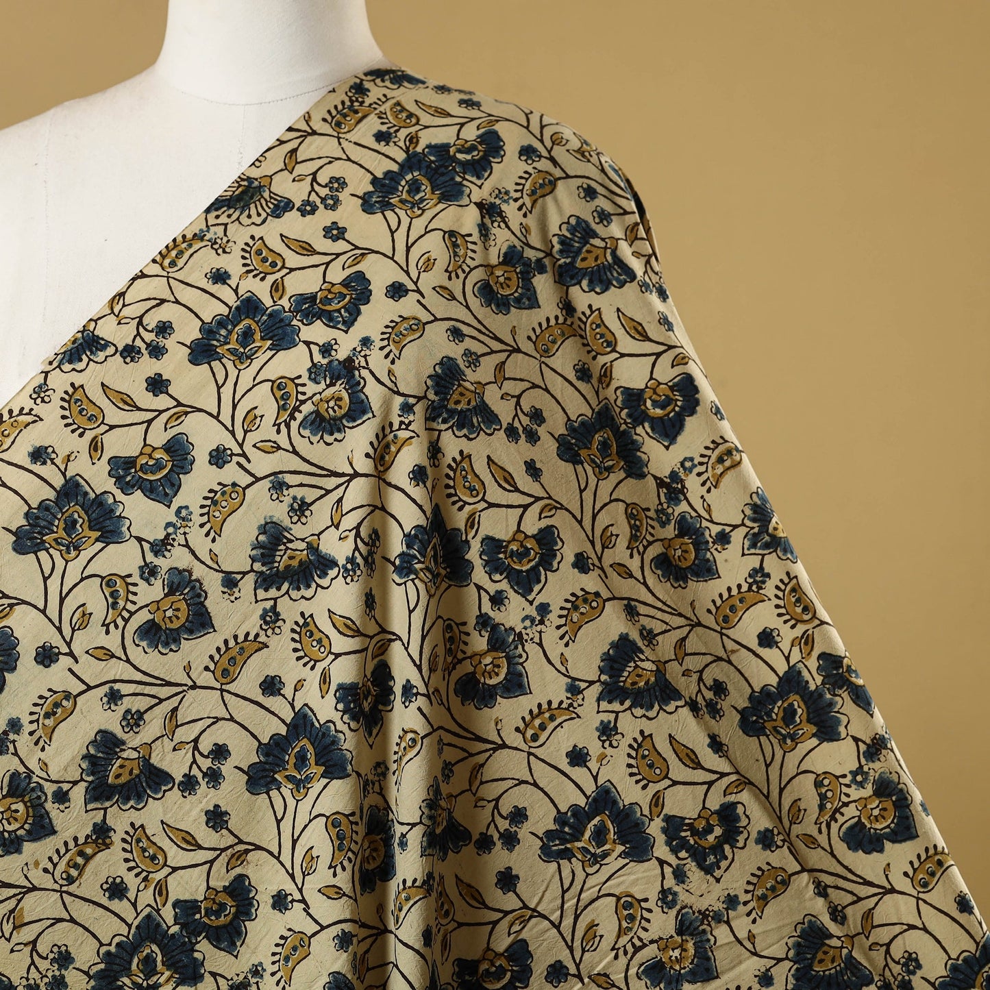 Beige - natural dyed hand cotton fabric 15 - handcrafted