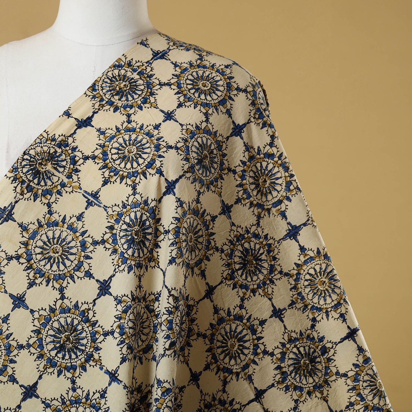 Beige - natural dyed hand cotton fabric 21 - handcrafted